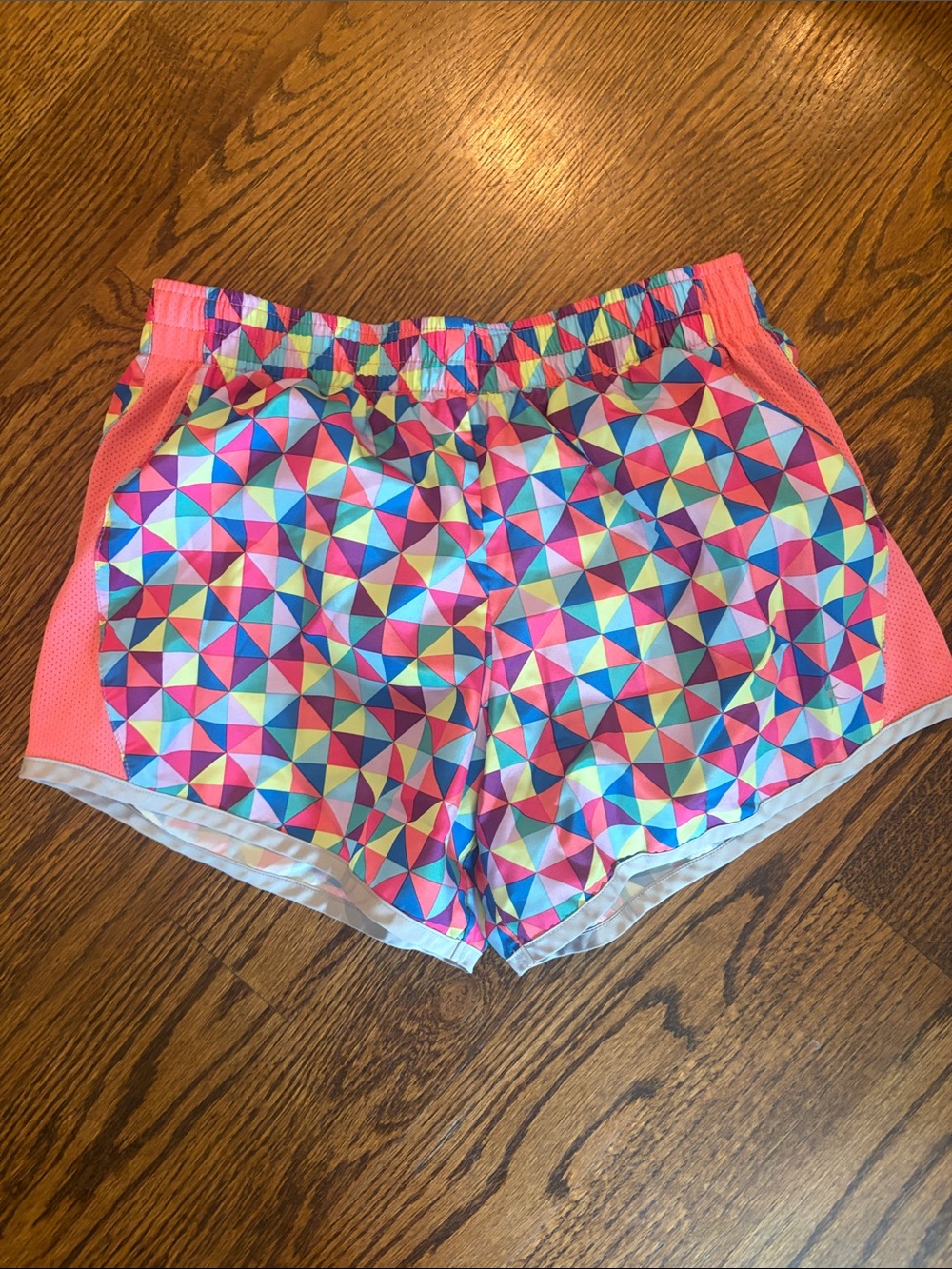 Danskin Now Multicolor Geometric Shorts with Pink Panels